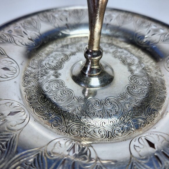 Vintage Viking Plate Handled Tray Dish Cut Out Design EP Copper 7 Inches - Picture 3 of 7